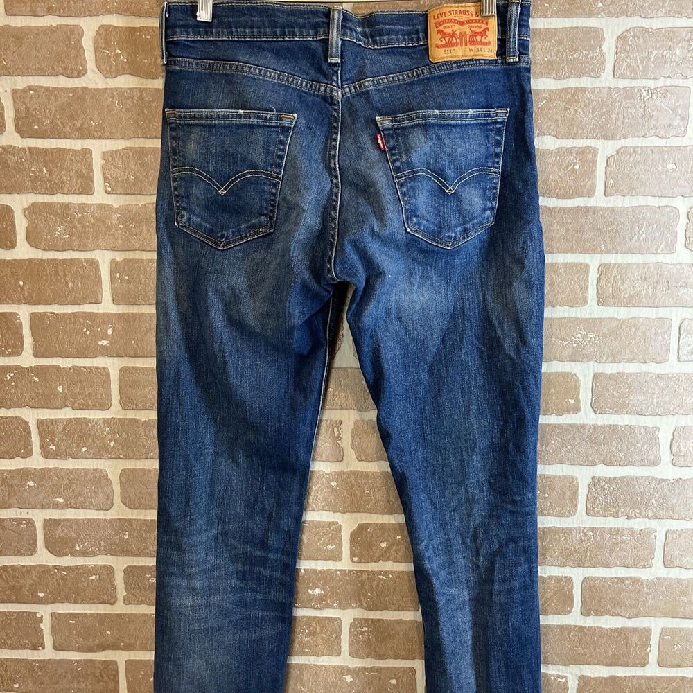 Levis 511 Jeans Mens 34x34 Blue Denim Cotton Stretch